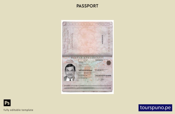 Plantilla de pasaporte de Hungría lista para imprimir